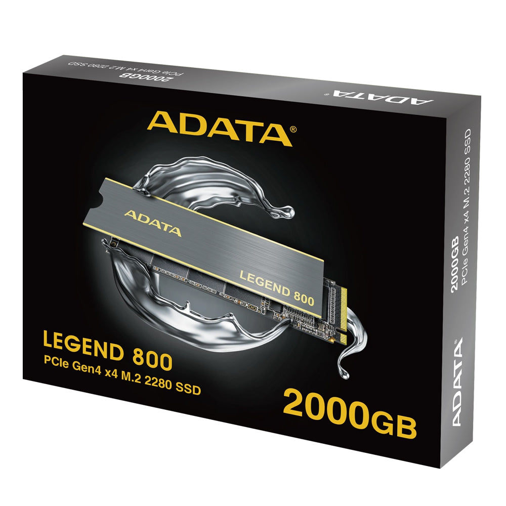 Unidad De Estado Sólido Adata Legend 800 2Tb Pcie Gen4X4 M.2 2280 Con Disipador Aluminio. Aleg-800-2000Gcs