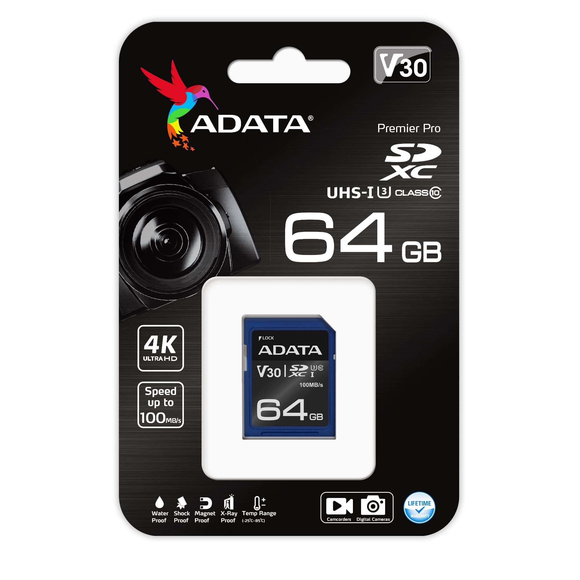 Memoria Sd Adata Premier Pro V30 64 Gb 100 Mb/S 80 Azul Clase