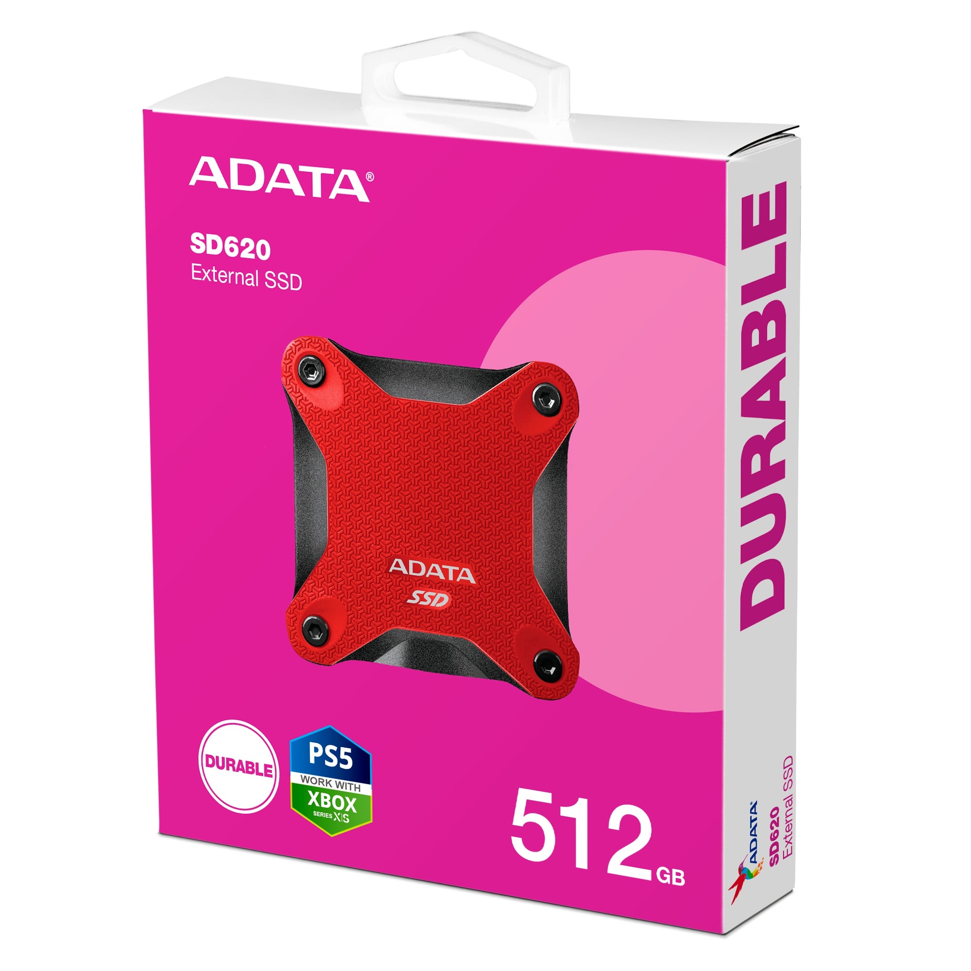 Ssd Ext Adata Sd620 512Gb 3.2Usb 520/460 Mbs Gen2 Rojo (Sd620-512Gcrd)