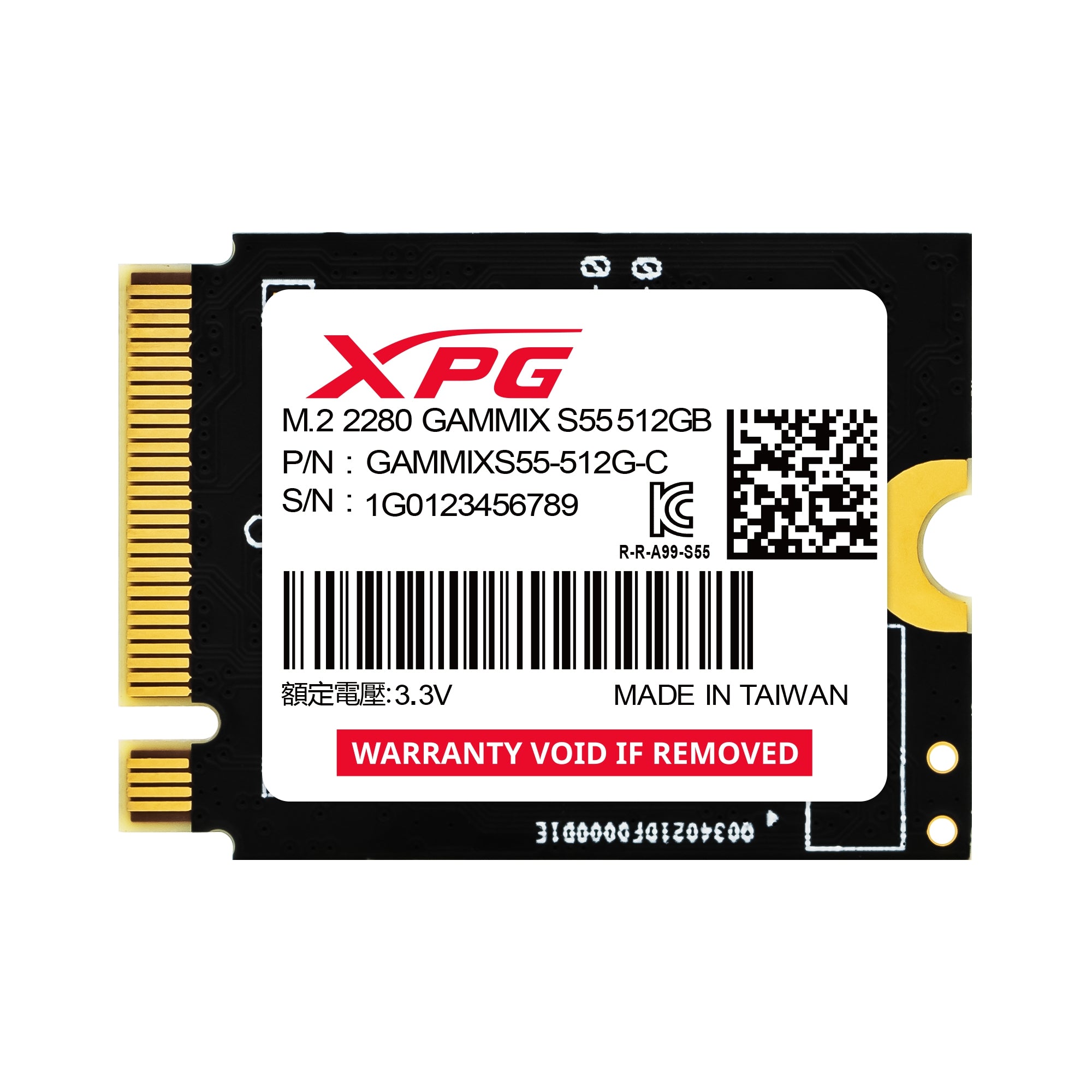 Ssd Adata Gammix S55 Unidad De Estado Sólido Xpg 512Gb Pcie Gen4 X4 M.2 2230 Sgammixs55-512G-C