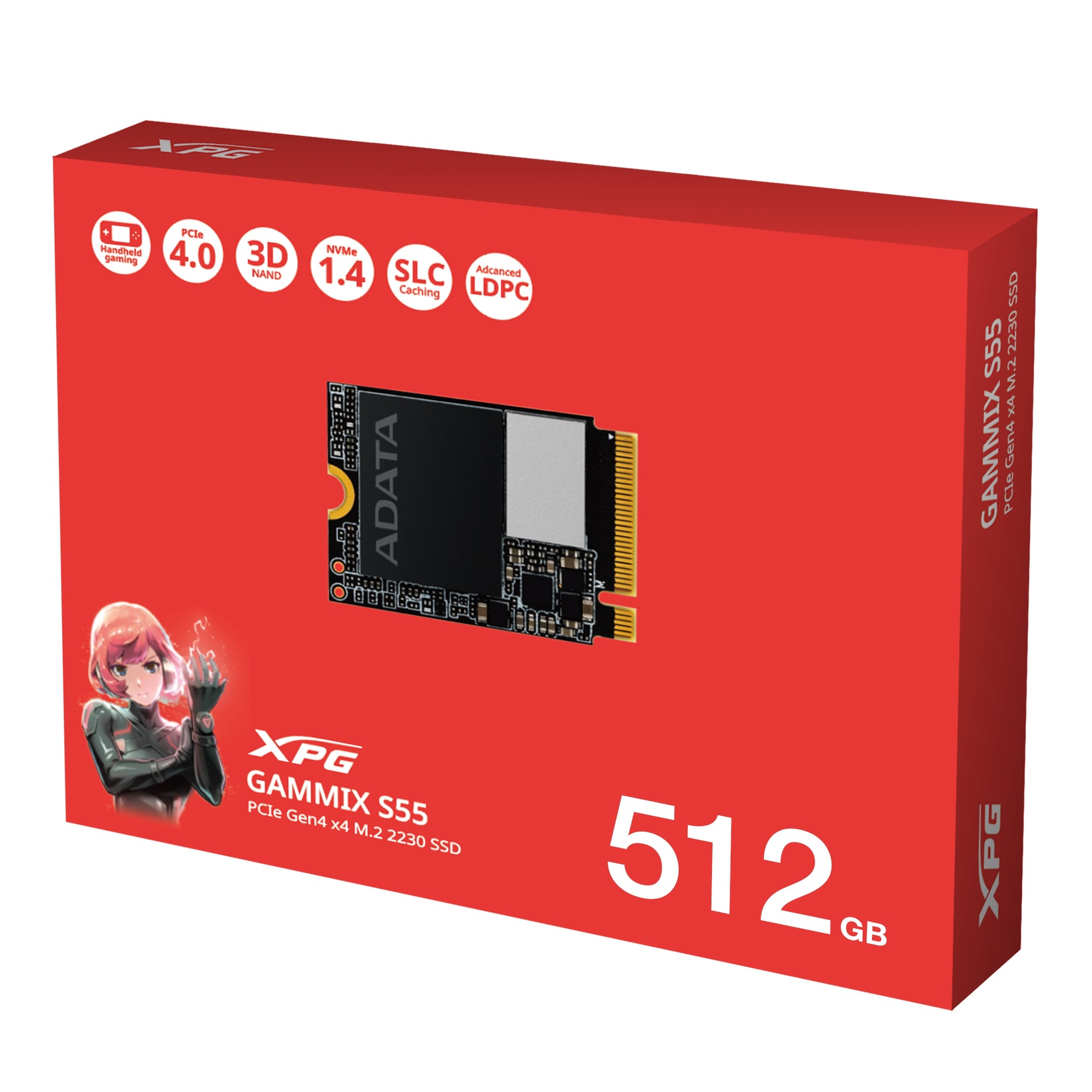 Ssd Adata Gammix S55 Unidad De Estado Sólido Xpg 512Gb Pcie Gen4 X4 M.2 2230 Sgammixs55-512G-C