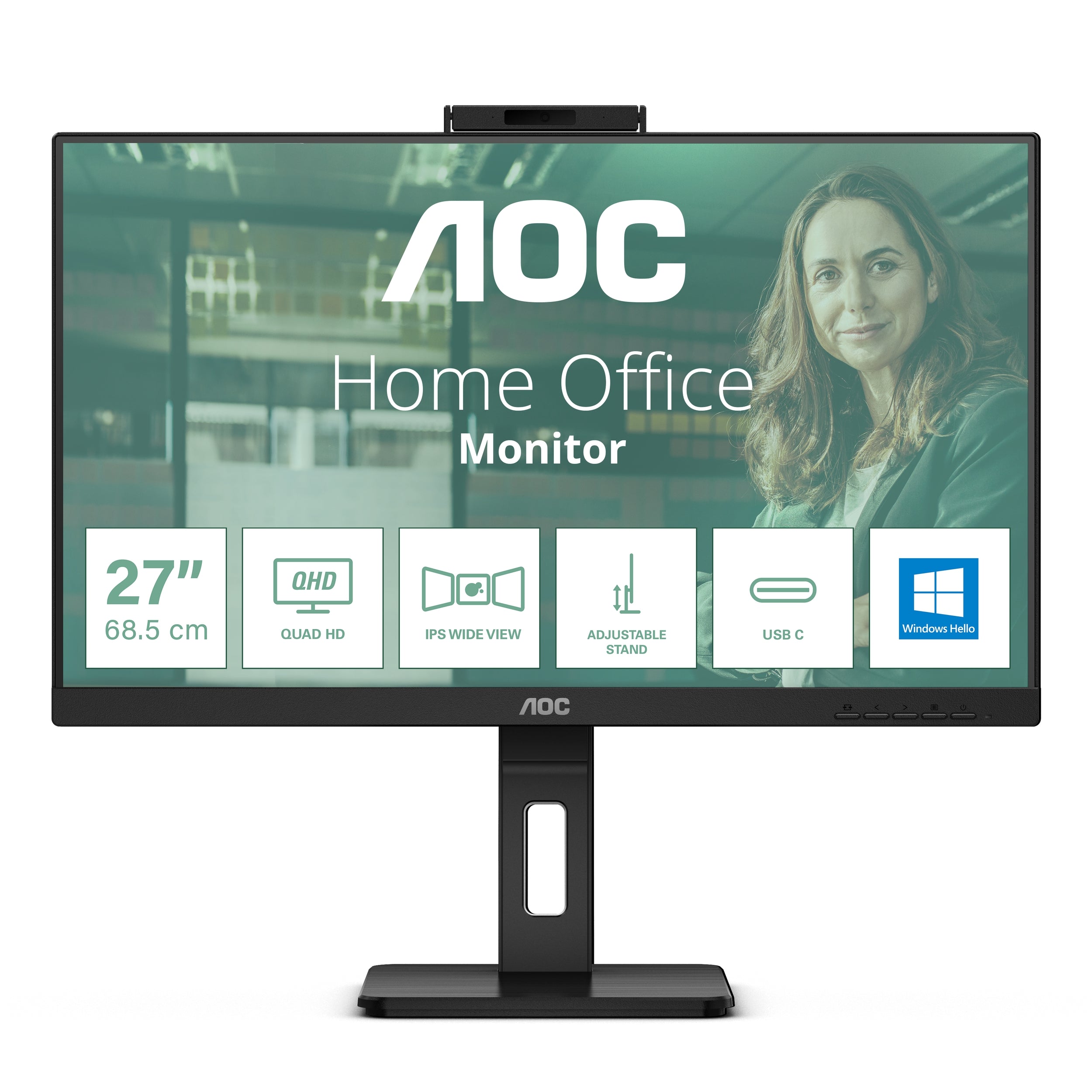 Monitor Led Aoc Q27P3Cw / Color Negro / Panel Ips De 27 / Hdmi / Dp / Vga / Aspecto 16:9 / Tiempo De Respuesta 4Ms / 2560X1440 / 75Hz / Vesa 100X100 Mm / Contraste 20,000,0001 / Brillo 350 Cd/M2