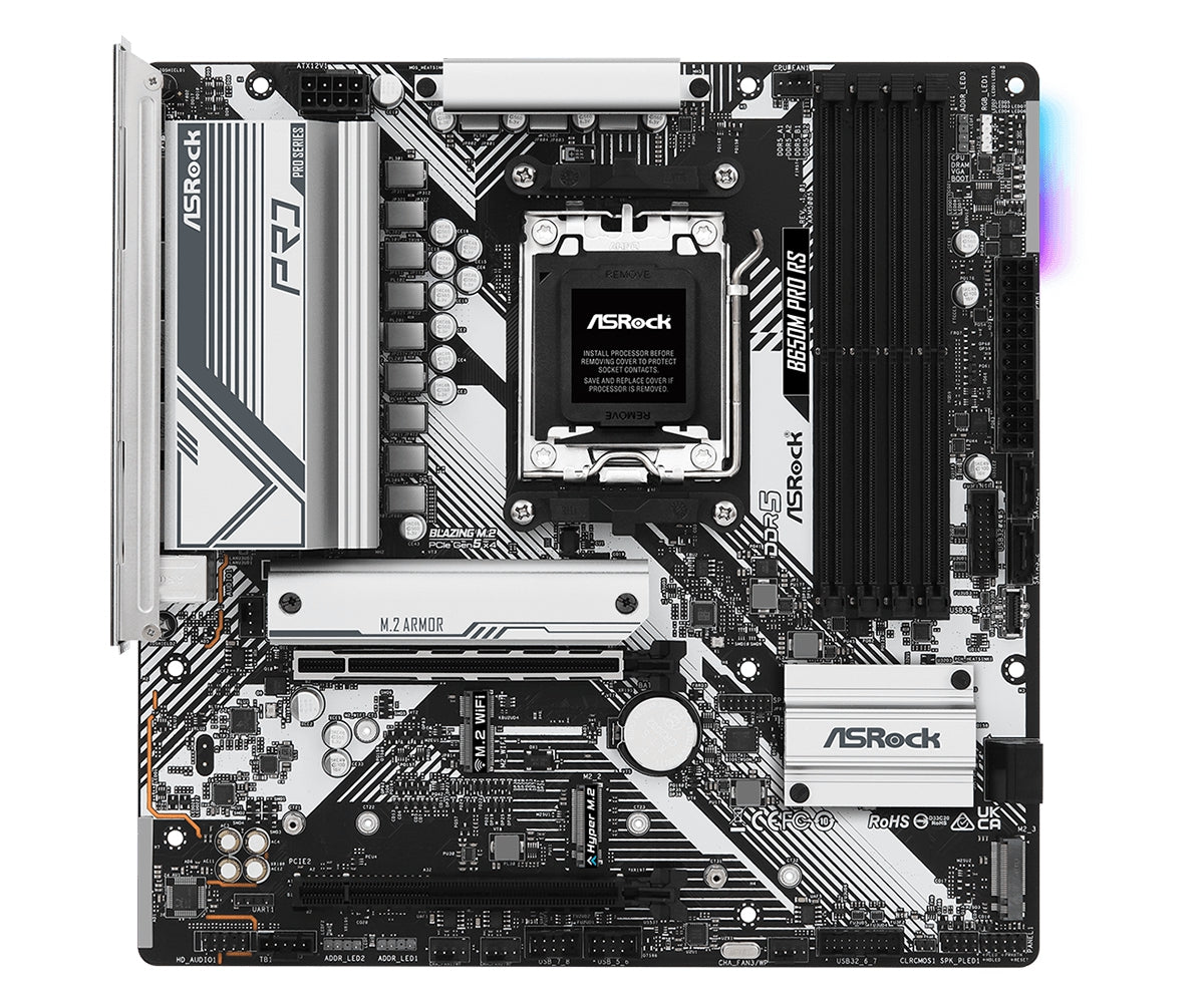 Mb Asrock B650 Pro Rs Amd Am5/192 Gb Ddr5 7200+(Oc)/1 X Pcie 4.0 X16/1 Pcie 3.0 X16/2 Pcie 3.0 X11 X M.2/1 M.2 Key E Wifi/4 X Sata3/2 Hyper M.2/1 M.2/Hdmi/Display Port/8 Usb 3.2 (1 C, 6 A, 1 A+C)