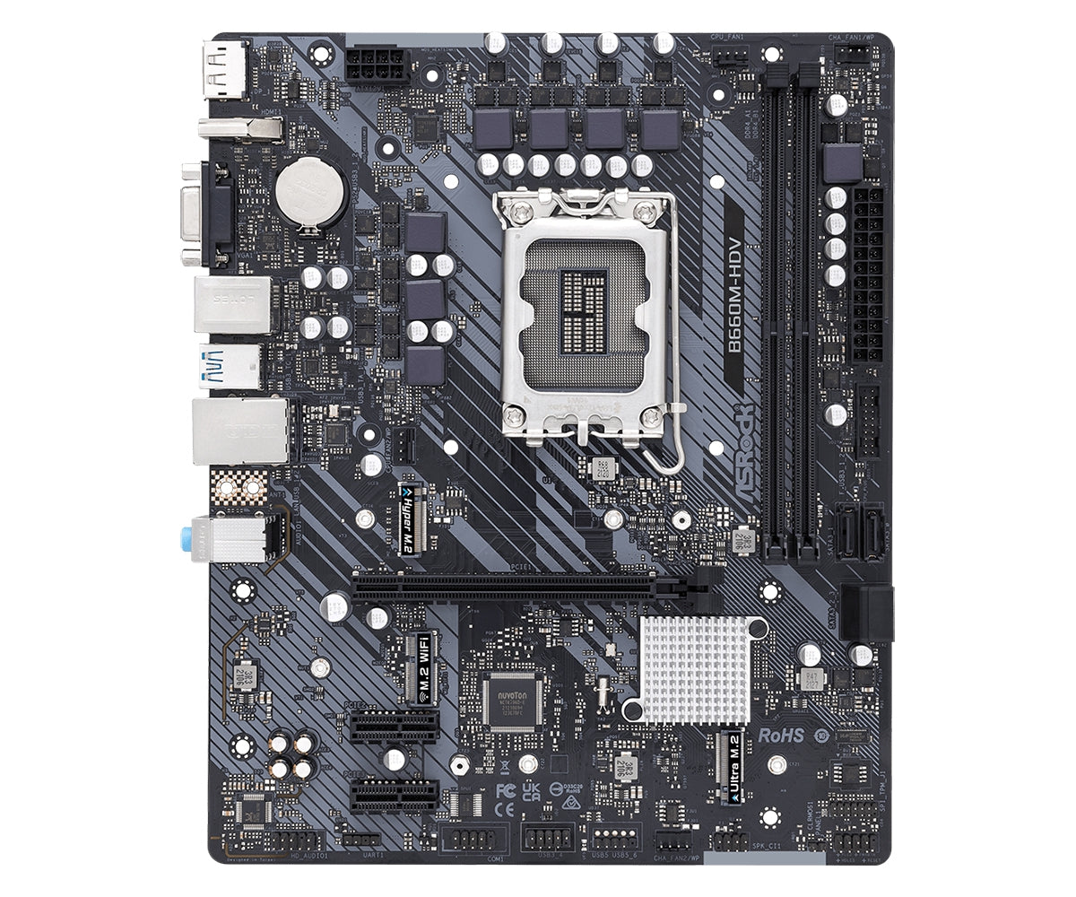 Mb Asrock B660M / 12 Av Gen  Intel Core (Lga1700) / Ddr4 5066Mhz /Hdmi, Displaypornt D.Sub/4 Sata3/1 Hyper M.2/1 Ultra M.2