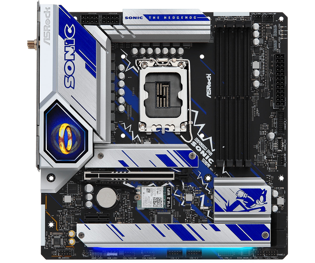 Mb Asrock B760M Phantom Gaming Sonic Wifi/14Th 13Th 12Th Va Gen/Lga 1700/192 Gb Ddr5 7200Mhz/1 Pcie 5.0X16/1 Pcie 4.0X1/4 Sata3/3 Hyper M.2 Gen 4X4/1 M.2 Gen 4X2/ 2 Usb Tipo C/7 Usb 3.2/6 Usb 2.0