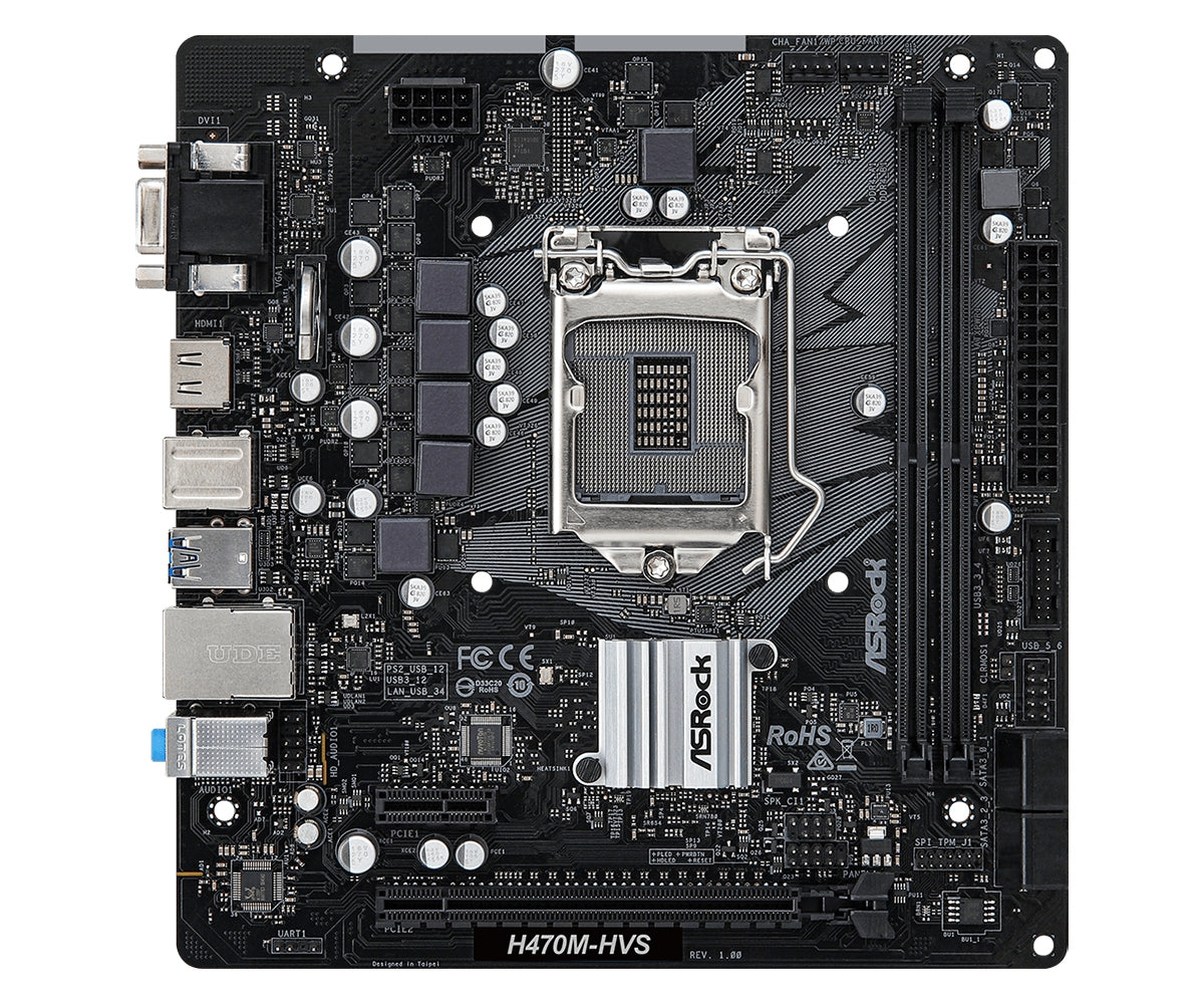 Mb Asrock H470M 10 Va Gen /Socket 1200/Ddr4 2933 Mhz 64Gb/1 Pcie 3.0 X16 1 Pcie 3.0 X1/1 Hdmi 1D-Sub/Audio 7.1 Canales Hd/4 Sata3/4 Usb 3.2 Gen1