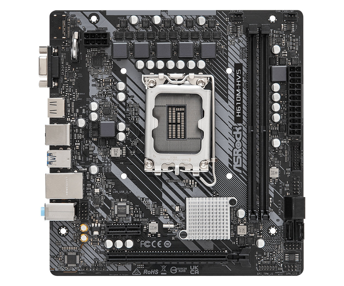 Mb Asrock H610M 12 Va Gen /Lga1700 / Ddr4 3200Mhz Audio 7.1 / 4 Sata3 / 4 Usb 3.2 / 6 Usb 2.0 / Gama Bsica