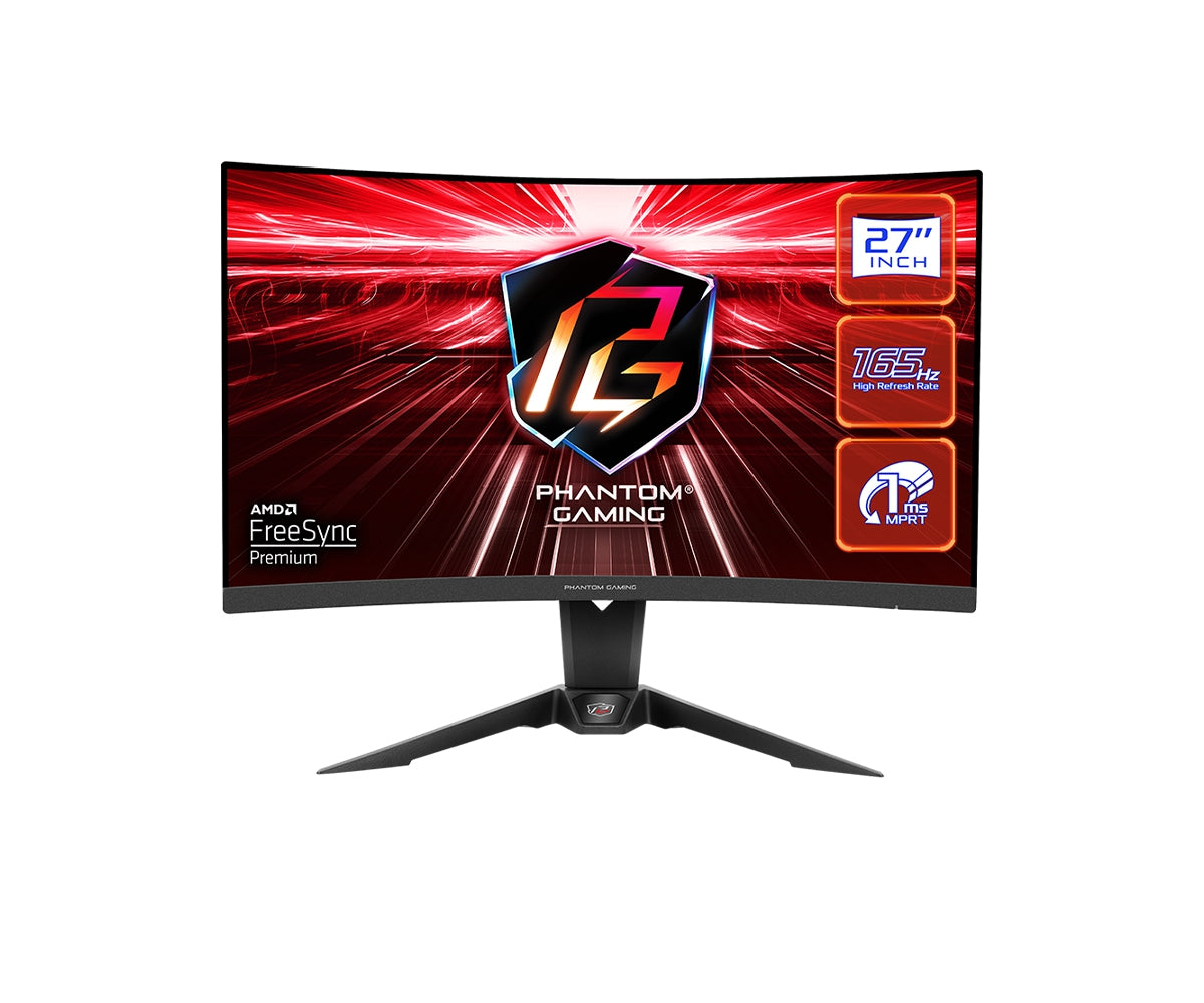 Monitor Gamer Asrock Phantom Gaming 27 Curvo/Qhd (2560X1440)1500R/165 Hz/1Ms(Mprt)/2 X Hdmi 2.0/1 Displayport 1.4/Antena Wifi/Amd Freesyn Premium/Vesa Displayhdr 400