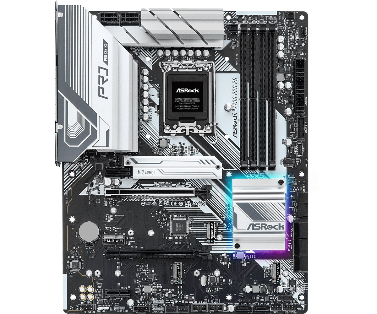 Mb Asrock Z790 Pro Rs/14Th 13Th 12Th Va Gen/Lga 1700/192 Gb Ddr5 7200Mhz/1 Pcie 5.0X16/1 Pcie 4.0X16/1 Pcie 3.0X1/8 Sata3/4 Hyper M.2/1 M.2 Key-E Wifi/7 Usb 3.2/8 Usb 2.0/2 Usb C