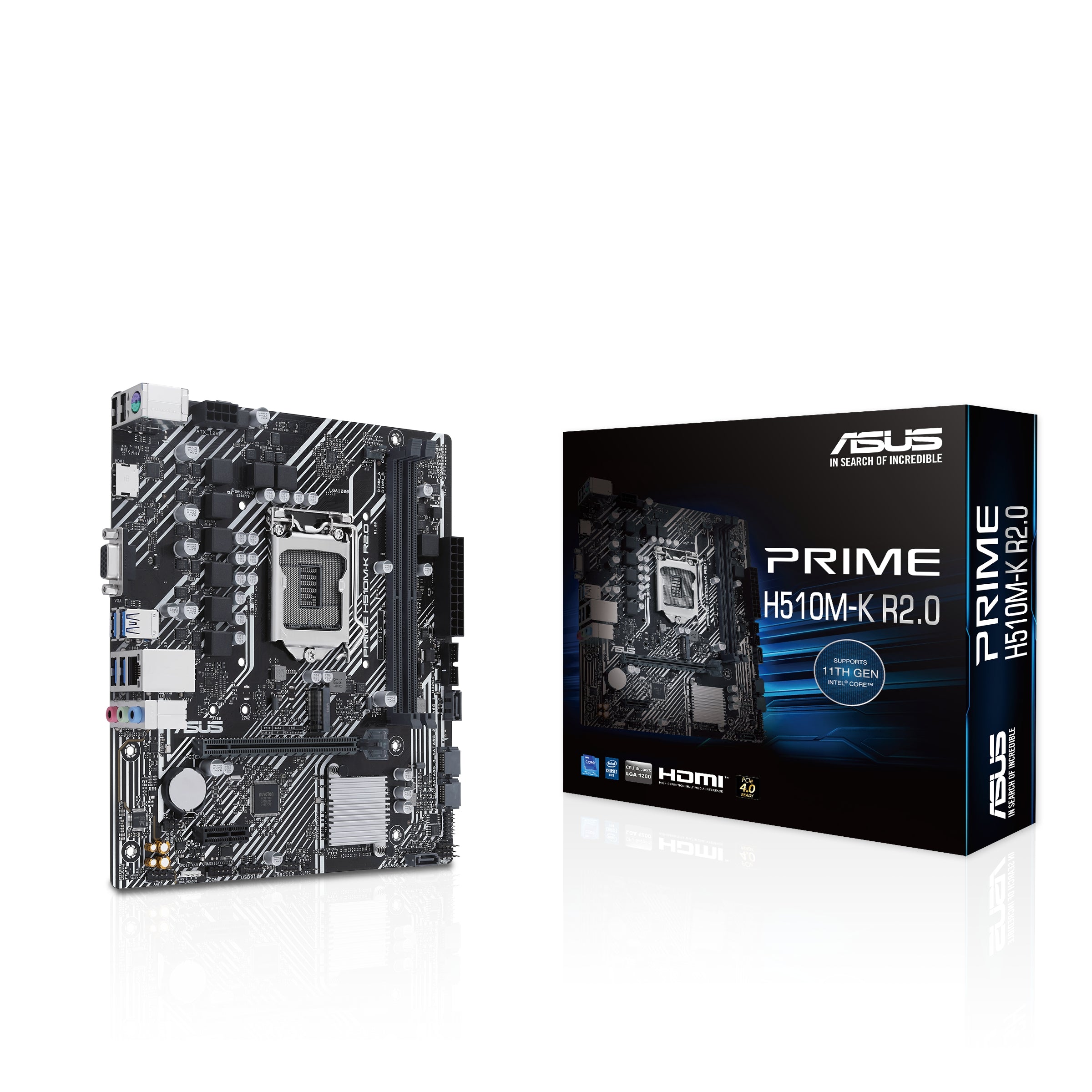 Motherboard Asus Prime H510M-K R2.0 Tarjeta Madre Micro-Atx S-1200 Intel H470 Hdmi 64Gb Ddr4 Para Intel- Listo Procesadores Intel® De 11A Y 10A Gen.