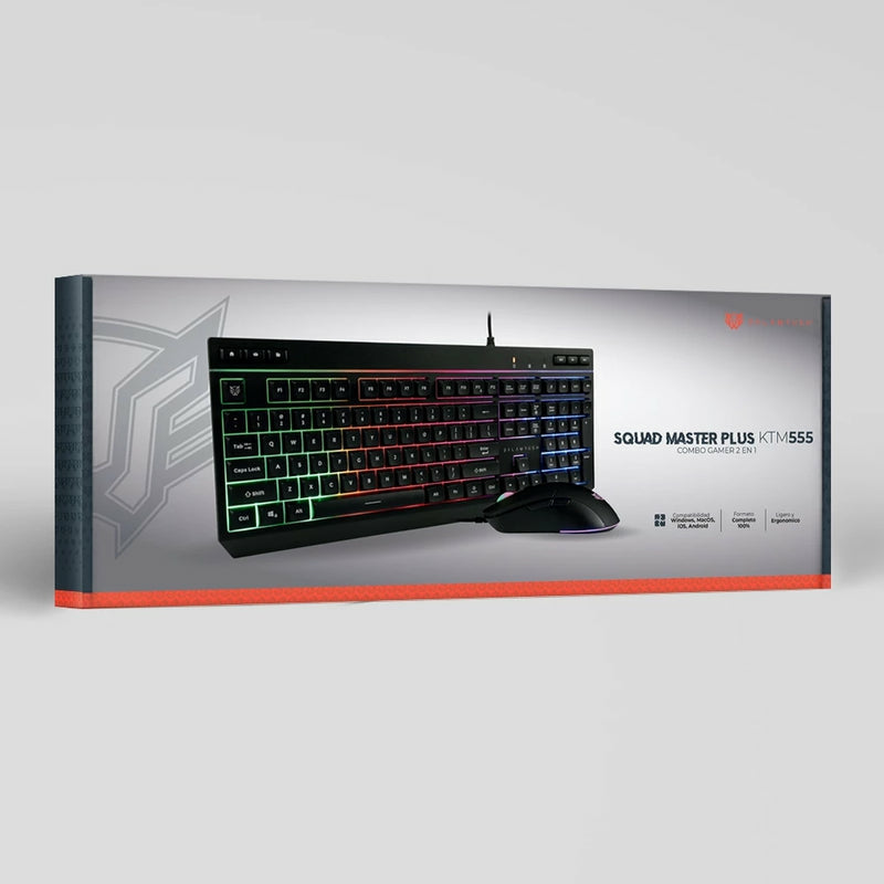 Kit Teclado Y Mouse Balam Rush Squad Master Plus Ktm555 / Multimedia / Ergonomico / Cable 1.5 M / Iluminacion Arcoiris / Membrana / 7200 Dpi / Windows-Mac -Ios -Android / Br-936286