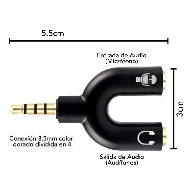 Adaptador Stereo 3.5 Mm Macho Dual H Brobotix 181802-2 Negro