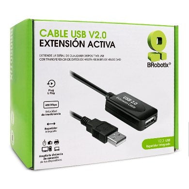 Cable Usb V2.0 Extensión Activa Brobotix 372782 Tipo Macho Hembra Macho/Hembra 15 Negro