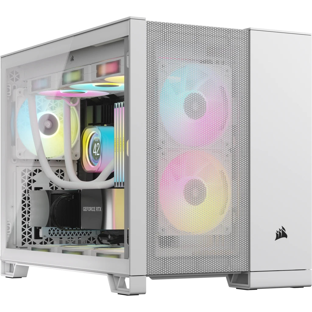 Gabinete Corsair Airflow 2500D/Blanco/Semitorre/2 Camaras/Matx/Mitx/Cristal Templado/Gamer (Cc-9011264-Ww)