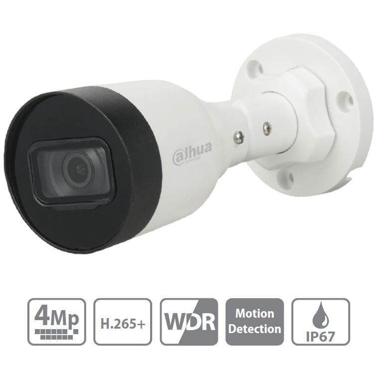 Camara Bala Dahua Ip 4Mp H.265+ Ir 30 M 30Fps Wdr (Dh-Ipc-Hfw1431S1N-0280B-S4)