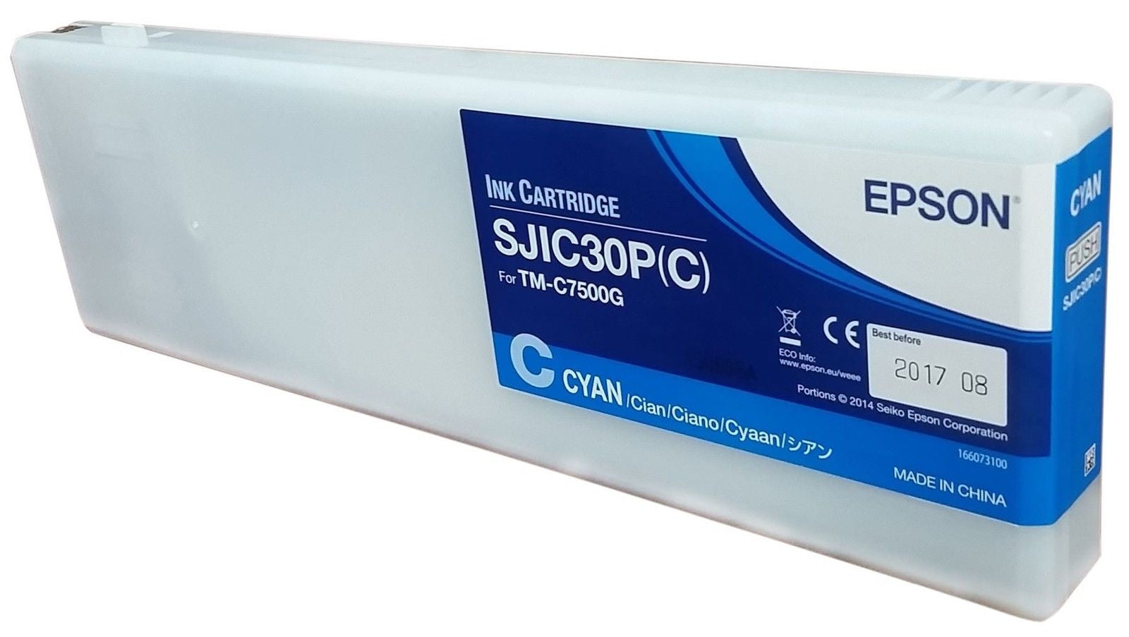 Cartucho Epson Modelo Sjic30P Cyan, Para Tm-7500G