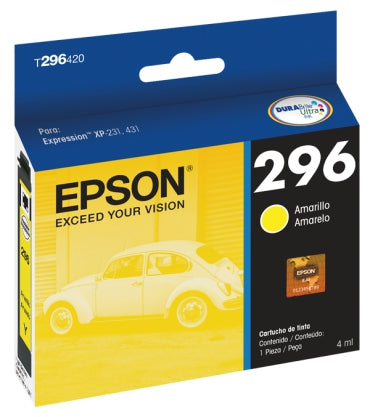 Cartucho Epson Modelo 296 Amarillo, Para Xp-231, Xp-431