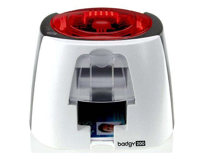 Kit Badgy Badgy200 Evolis Pvc Negro Rojo Color Blanco Pintar Por Sublimación/Transferencia Térmica De Credencializacion