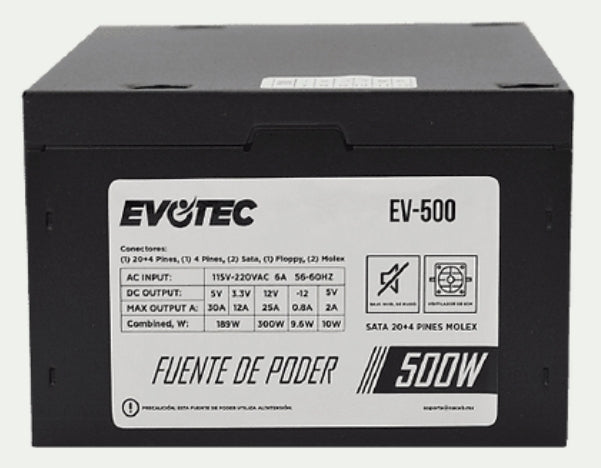 Fuente De Poder Evotec Ev-500 Negro W