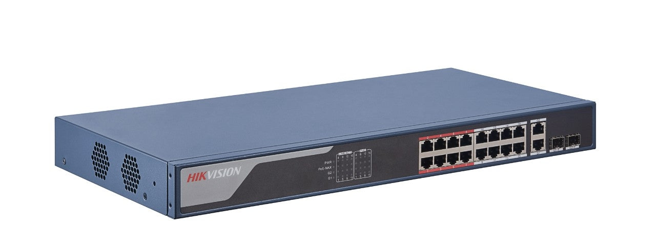 Switch Monitoreable Hikvision Ds-3E1318P-Ei Poe+ / 16 Puertos 10/100 Mbps 2 10/100/1000 Sfp De Uplink