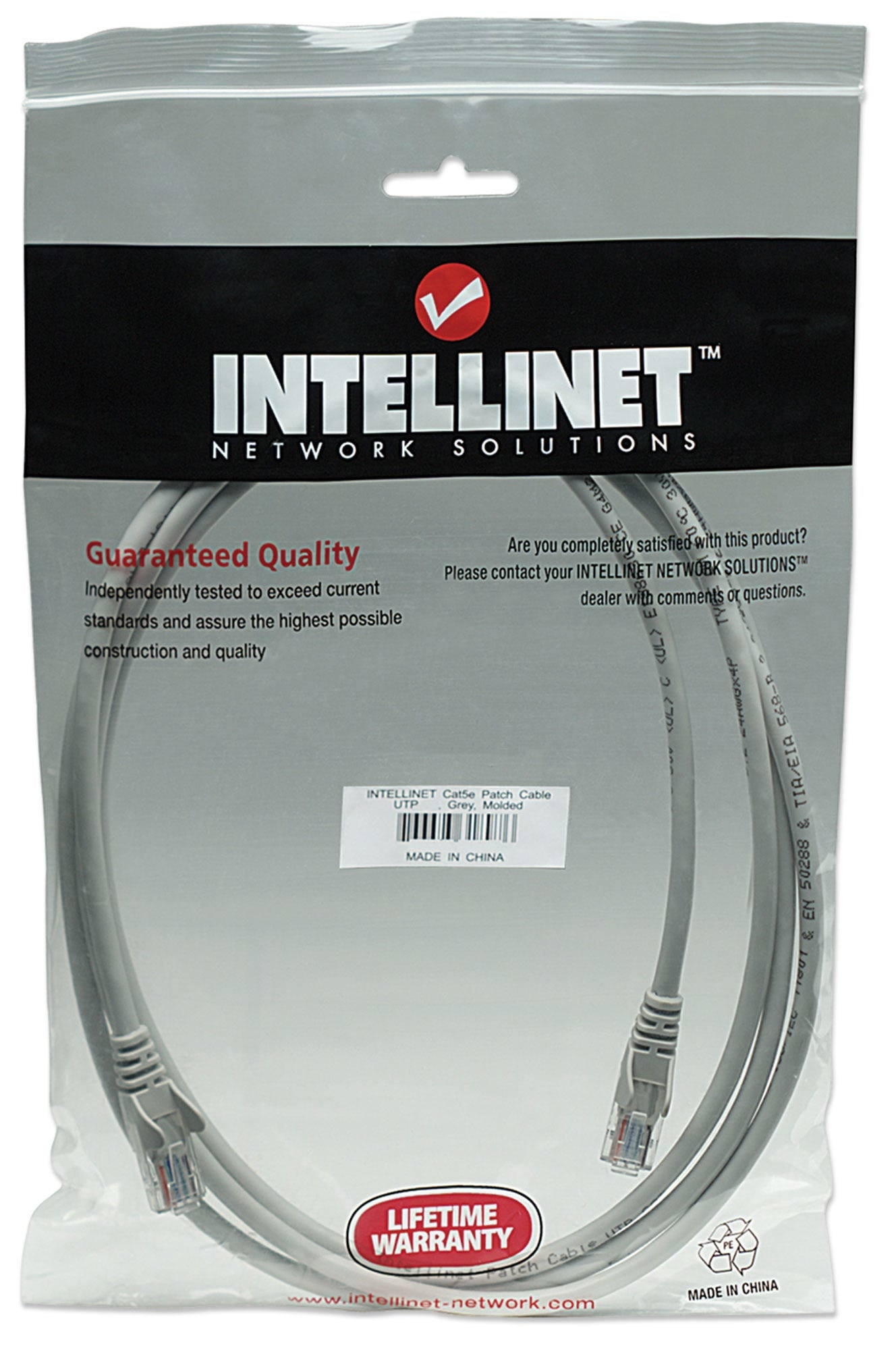 Cable De Red Cat5E Intellinet 319973 Utp 15.0M Color Gris; Contactos Baño Oro Para Una Mejor Conexión.