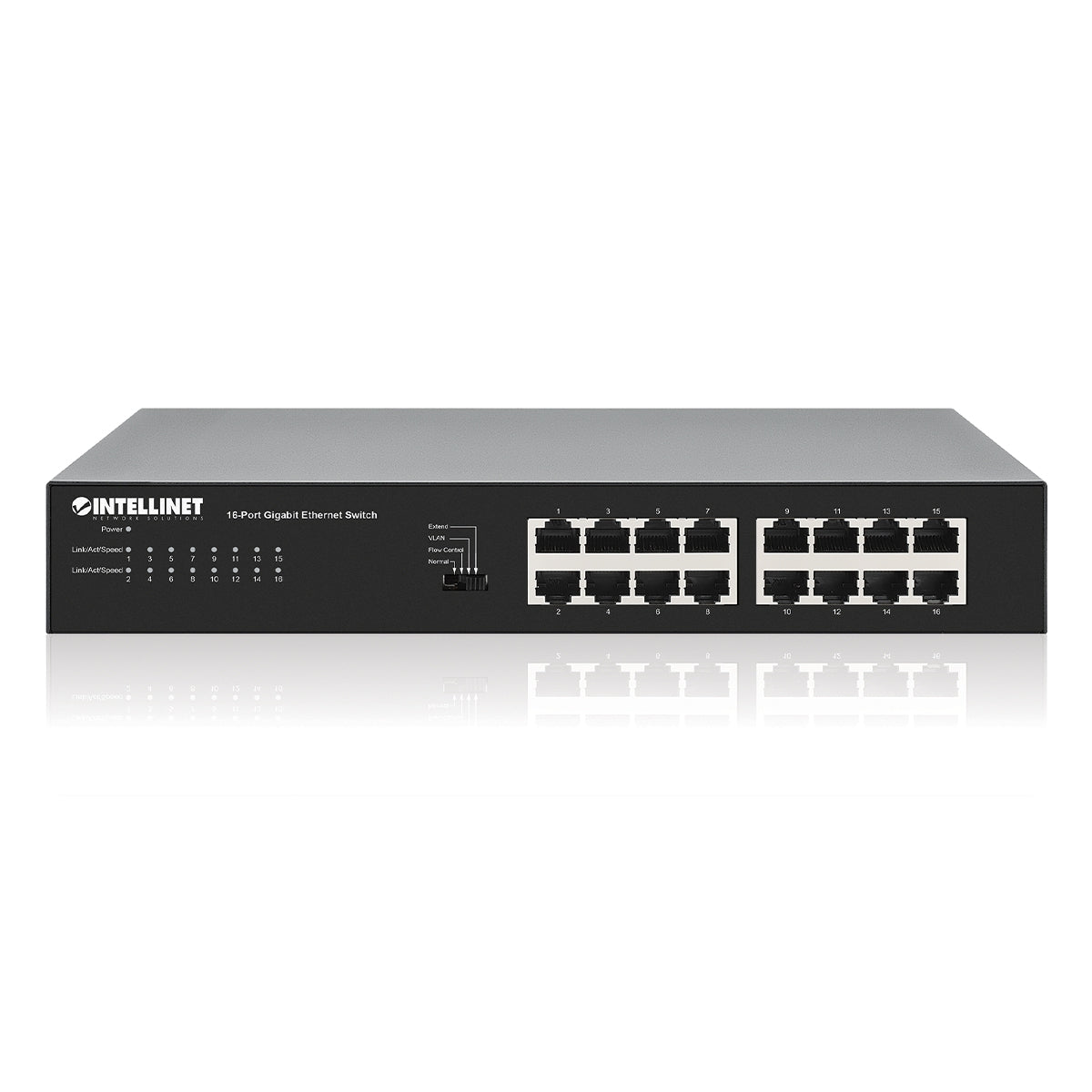 Switch Intellinet 561815 Gigabit Ethernet De 16 Puertos Para Escritorio Incluye Soportes Opcionales Montaje En Rack 19"