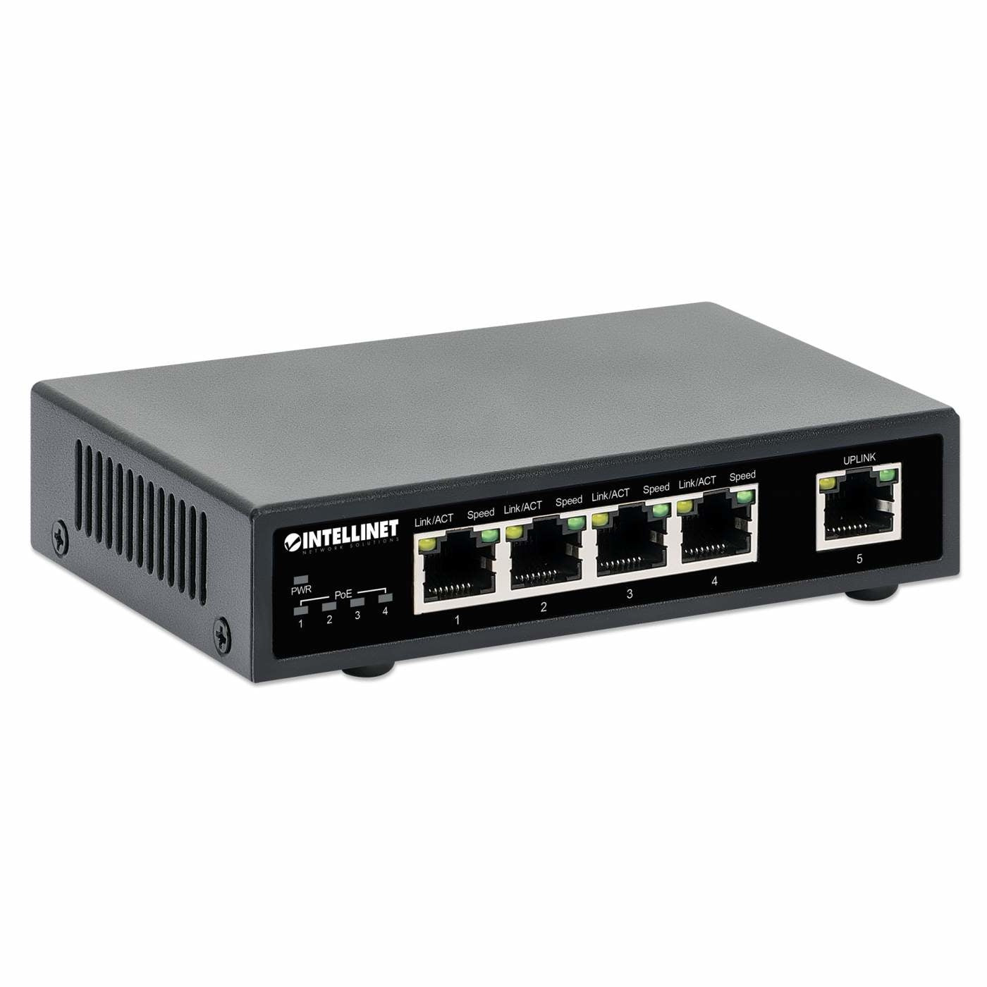 Switch Poe+ Con 5 Puertos Gigabit Intellinet 561839 Negro