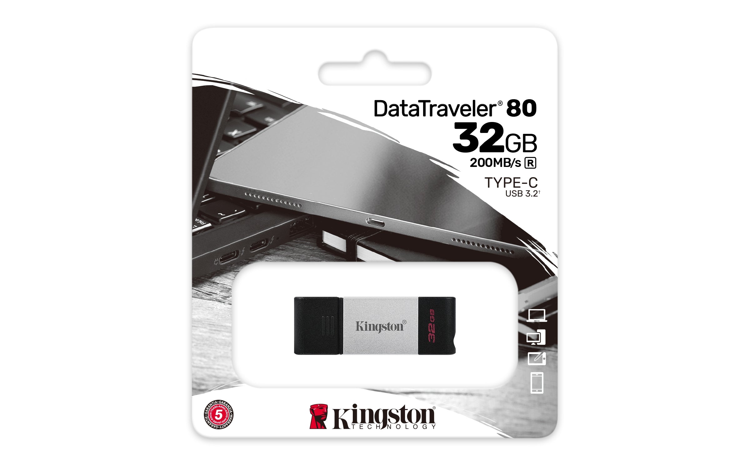 Memoria Flash Kingston 32 Gb Usb-C 3.2 Gen 1 (Dt80/32Gb)