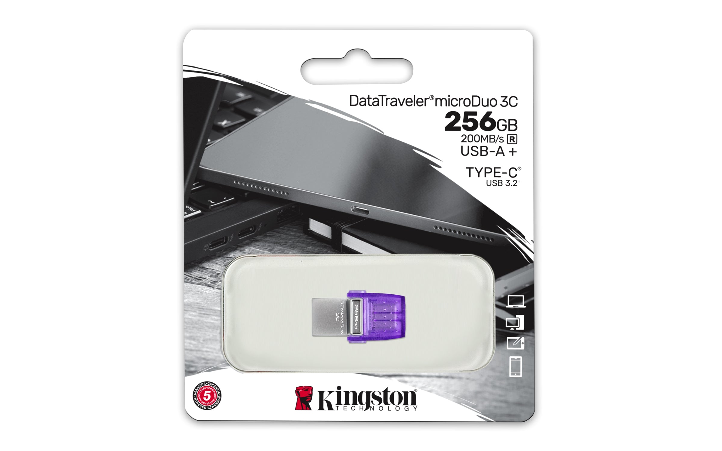 Memoria Flash Kingston 256Gb Microduo 3C Usb Type A-C(Dtduo3Cg3/256Gb)