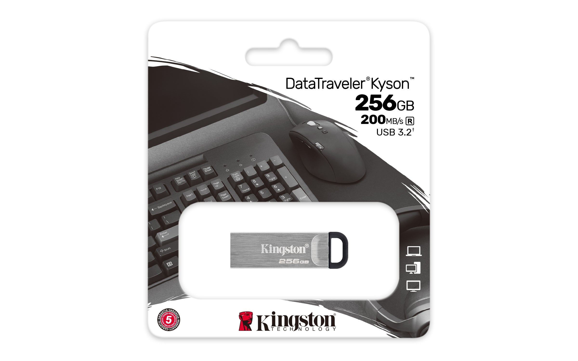 Memoria Kingston 256Gb Usb 3.2 Alta Velocidad / Datatraveler Kyson Metalica (Dtkn/256Gb)