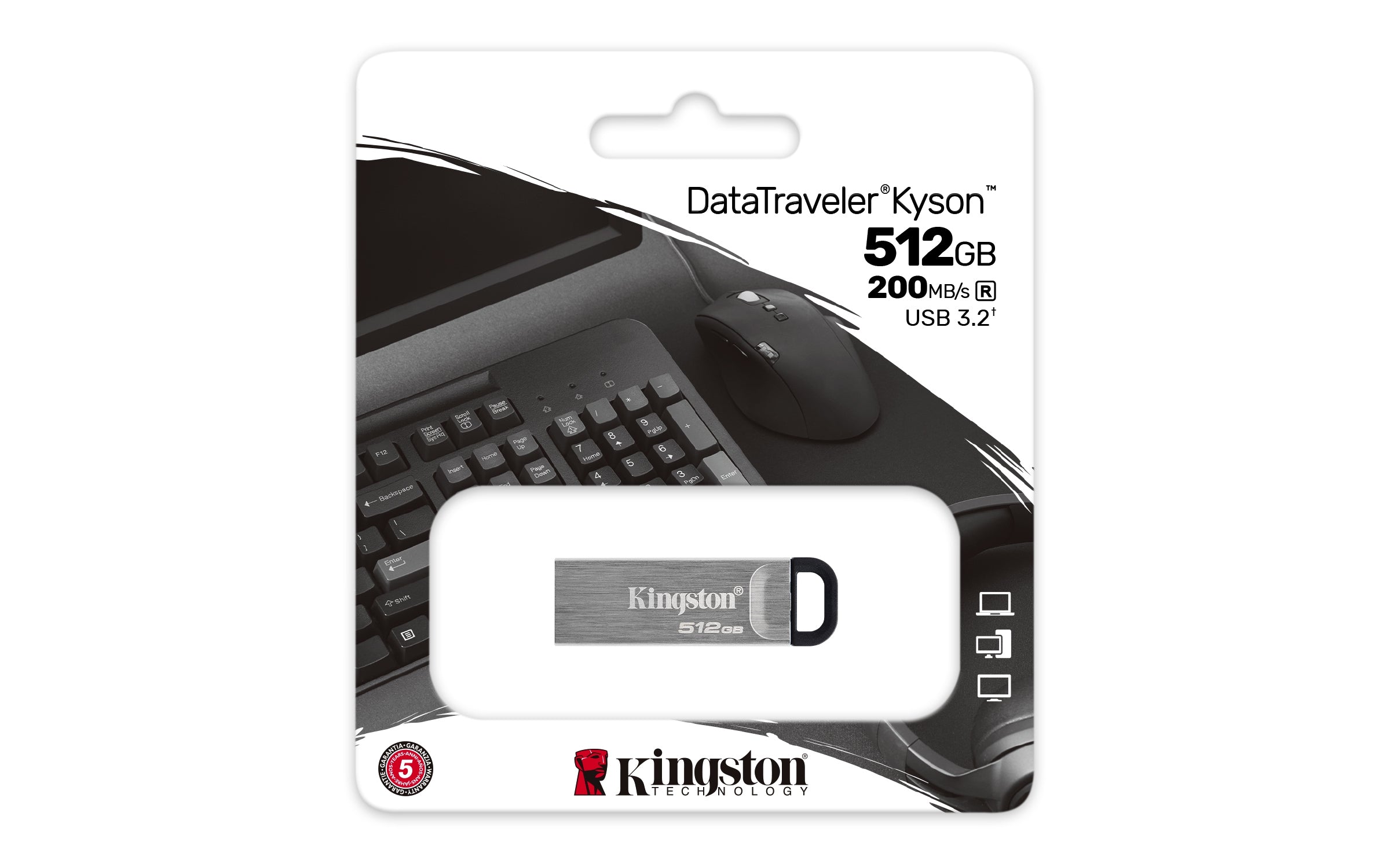 Memoria Flash Kingston Usb 512Gb 3.2 Gen 1 Metalica (Dtkn/512Gb)