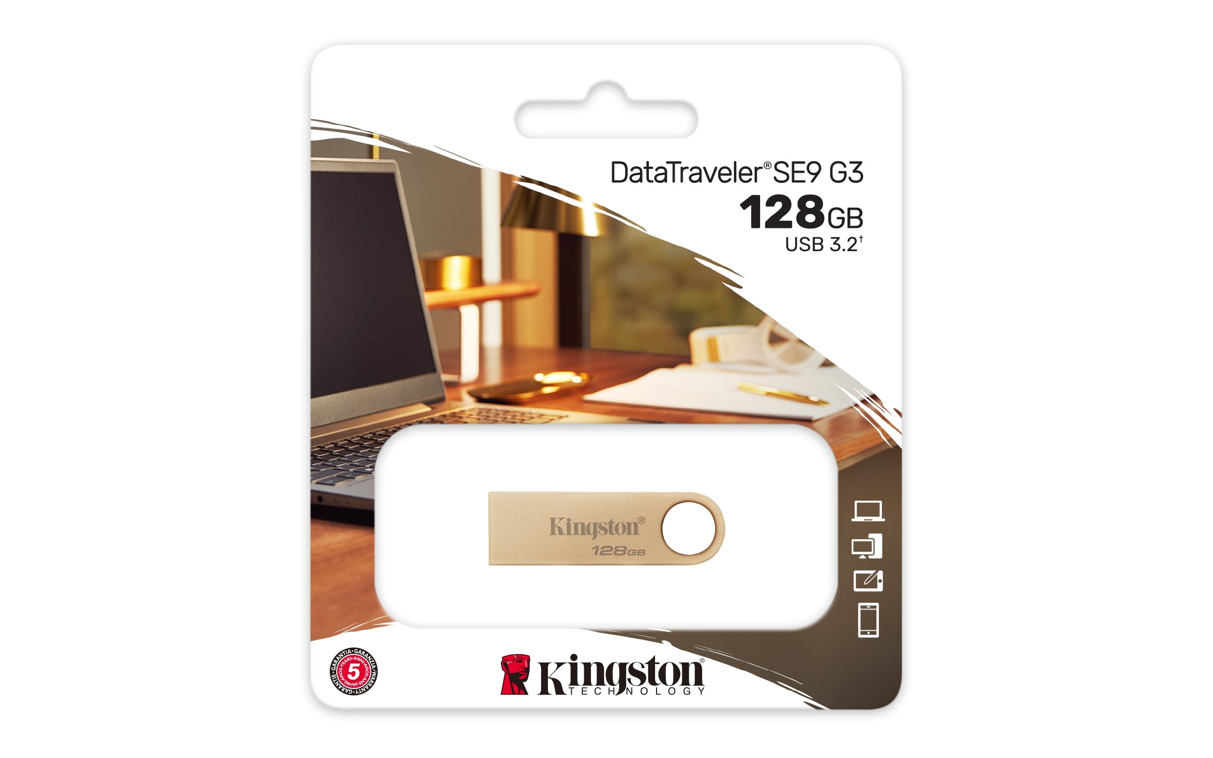 Memoria Flash Kingston 3.2 Gen 1 128Gb  Metalica Oro Dtse9G3/128Gb