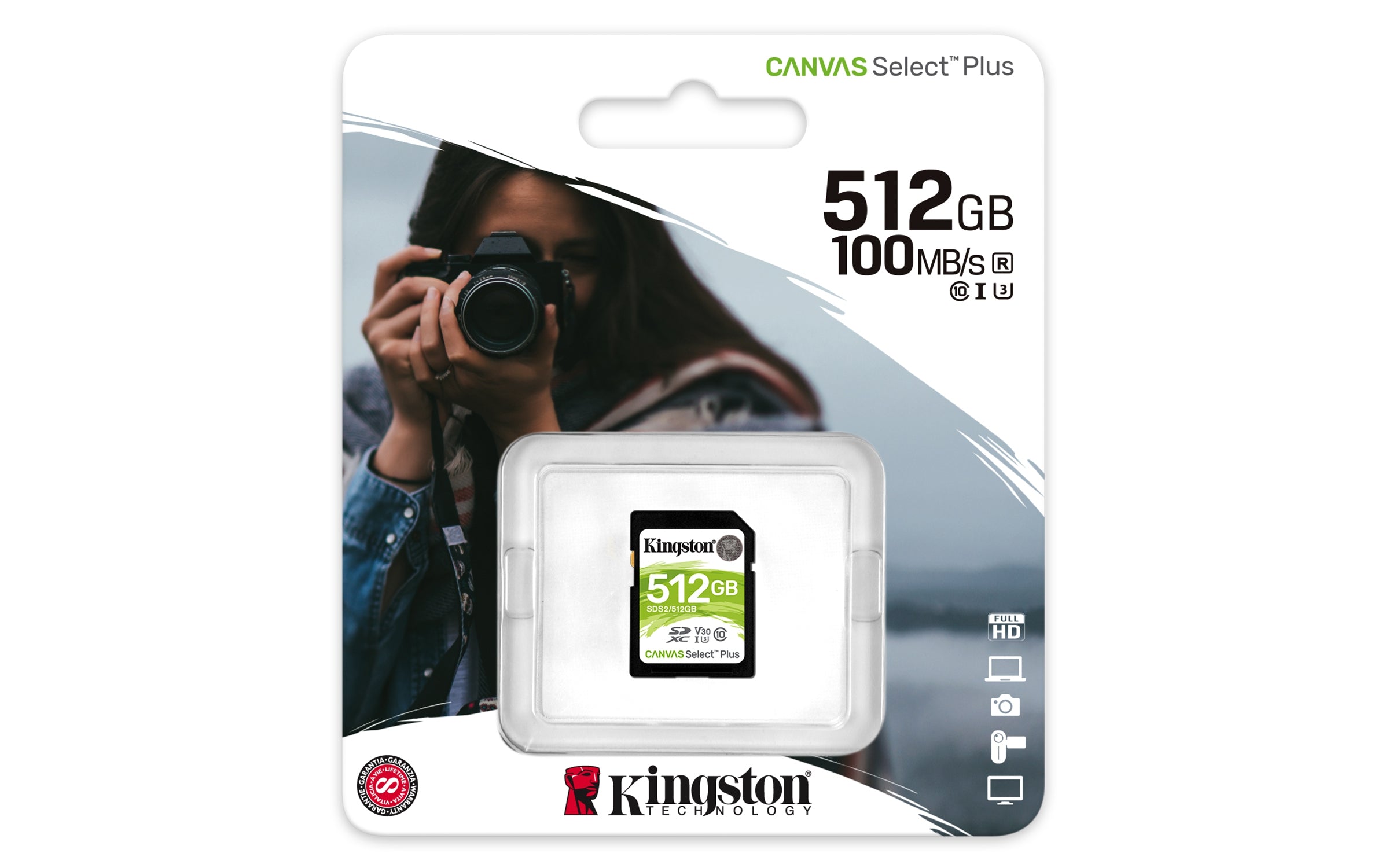 Memoria Sd Kingston Sdxc Canvas Select 100R Cl10 Uhs-I V30(Sds2/512Gb)