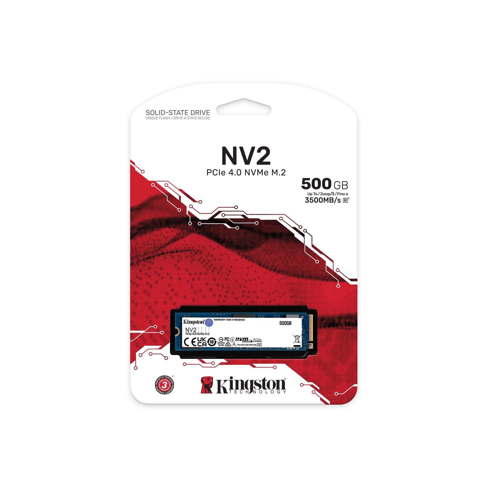 Memorias Kingston Technology Nv2 Unidad De Estado Solido 500Gb M.2 2280 Nvme Pcie Gen 4X4 R.3500Mb/S W.2100Mb/S