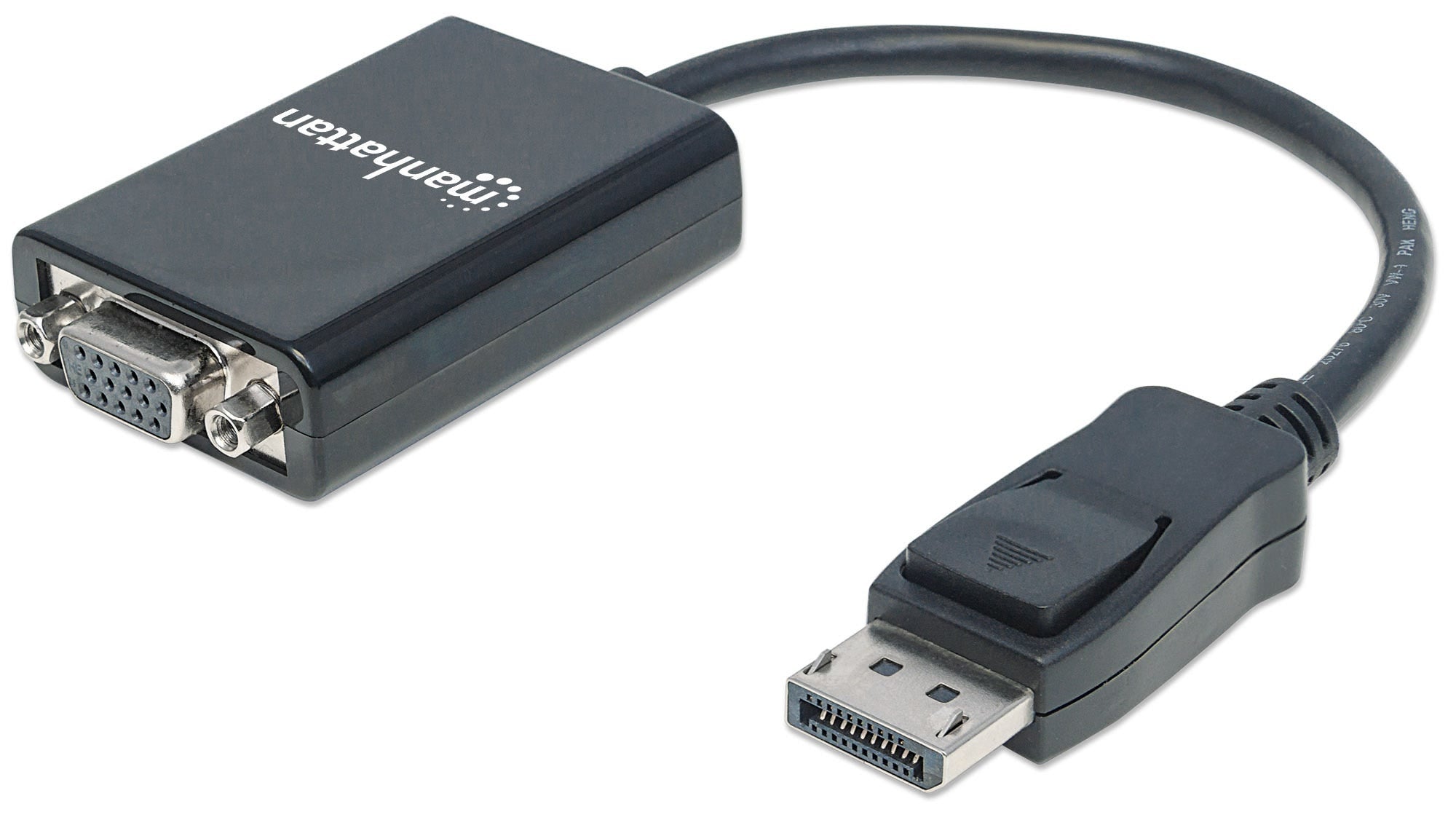 Adaptador Displayport Vga Manhattan 151962 Convertidor De Diplayport Vga; Macho Hd15 Hembra15 Cm Activo Color Negro.