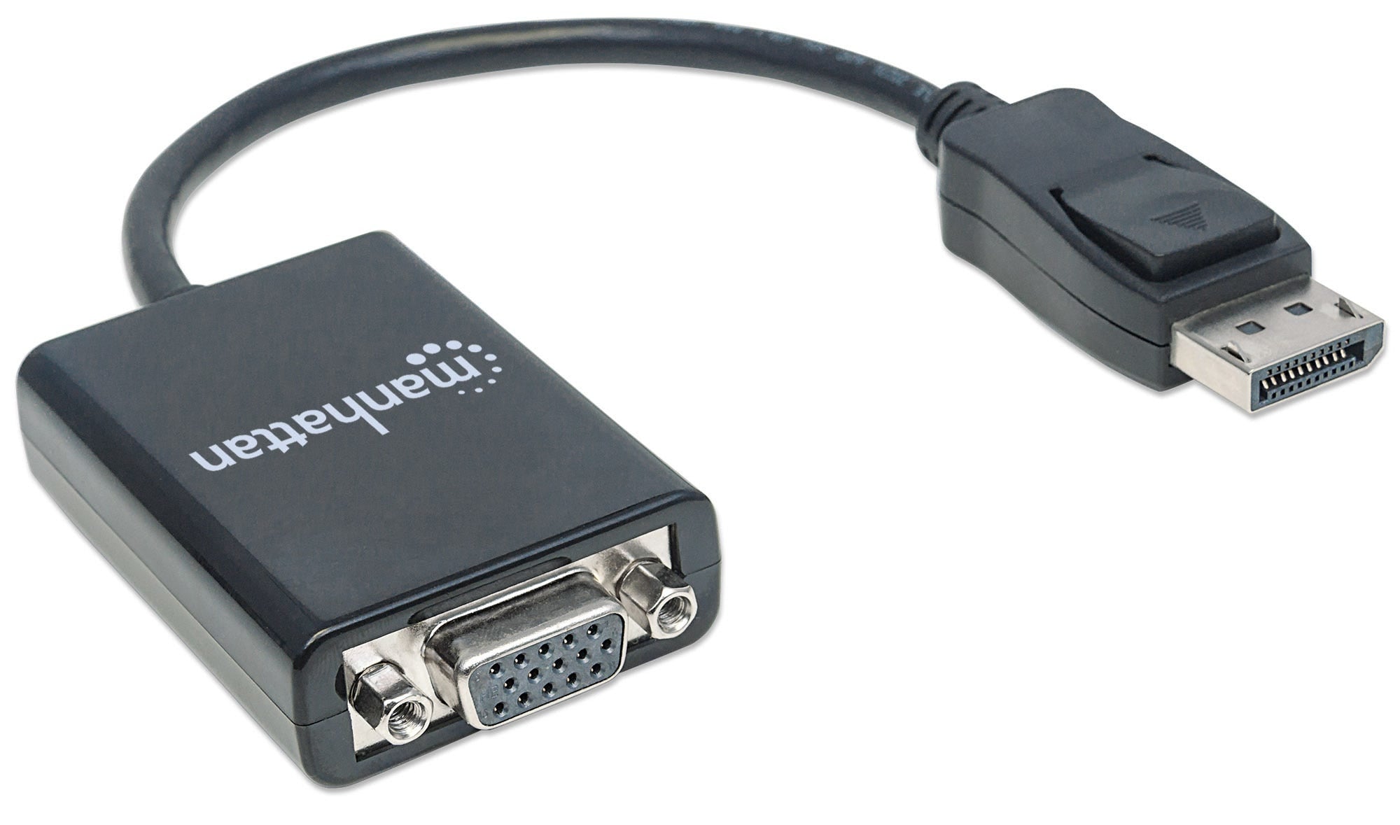 Adaptador Displayport Vga Manhattan 151962 Convertidor De Diplayport Vga; Macho Hd15 Hembra15 Cm Activo Color Negro.