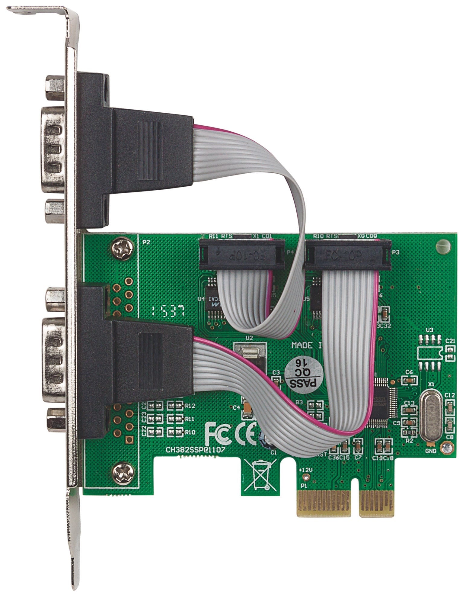 Tarjeta Serial Pci Express Manhattan 152082 De Dos Puertos Db9 Para Instalación En Buses X1 X4 X8 Y X16