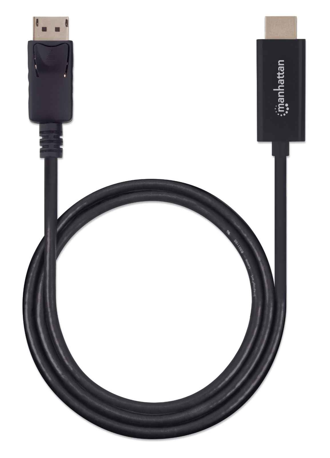 Cable Displayport A Hdmi 4K Manhattan 153201 Conector Macho Dp Longitud 1.8 Color Negro.