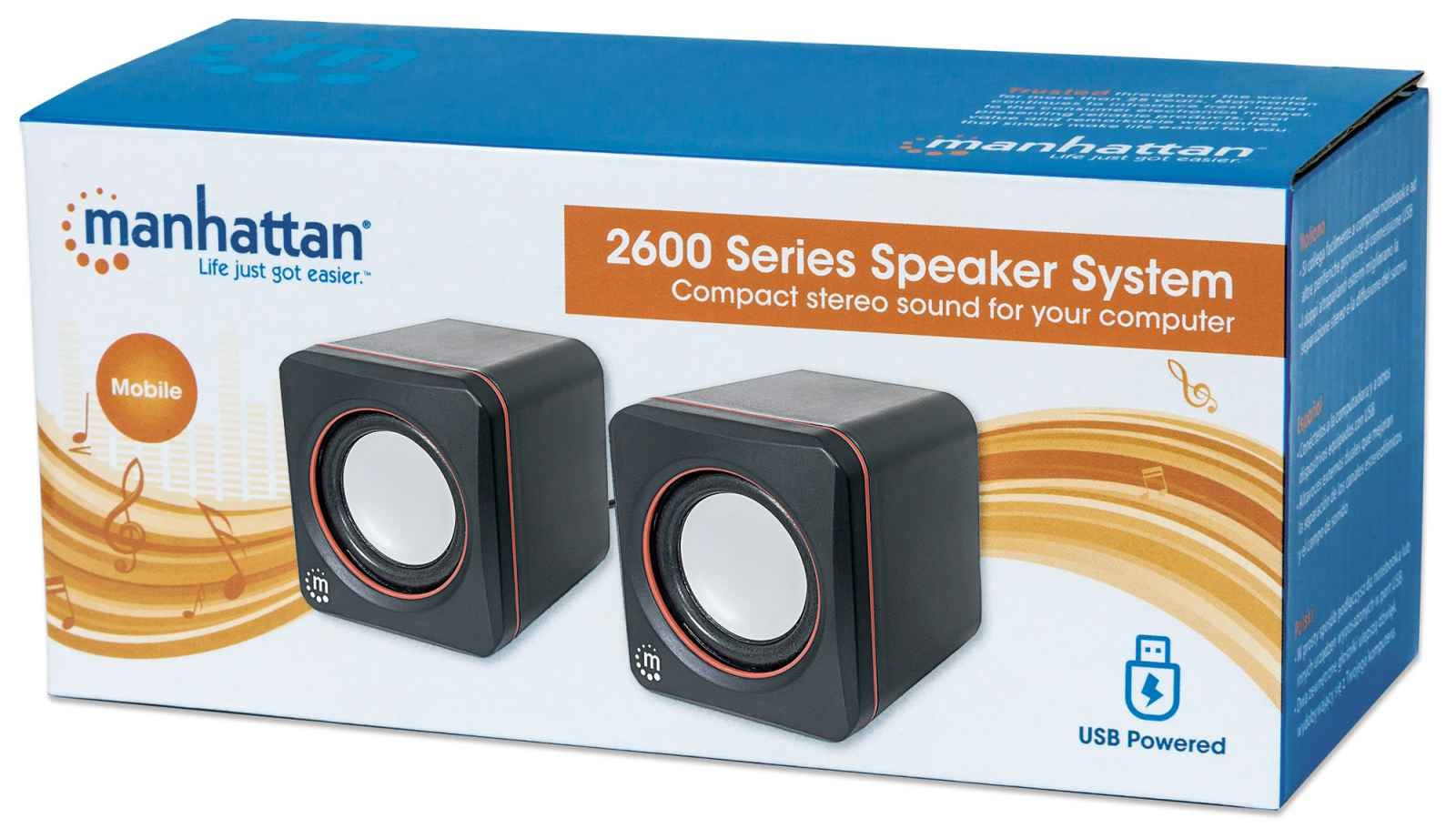 Sistema De Altavoces Manhattan Serie 2600 161435 Bocinas Conéctelos La Computadora Y Otros Dispositivos Equipados Usb. Años Garantía