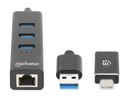 Adaptador Red Gb Usb A/C +Hub 3 Ptos V3.0 Manhattan 180894