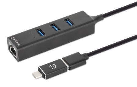 Adaptador Red Gb Usb A/C +Hub 3 Ptos V3.0 Manhattan 180894