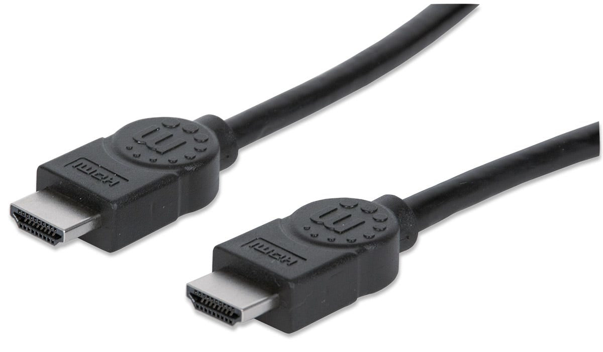 Cable Hdmi 4K Manhattan 323260 De Alta Velocidad Con Canal Ethernet Macho Blindado Color Negro 15