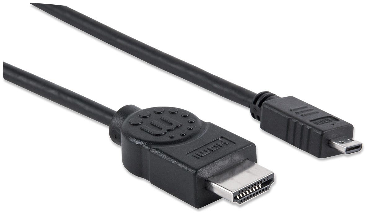 Cable Hdmi 4K Manhattan 324427 Macho A Micro Blindado Negro M; Resolucion 30Hz.