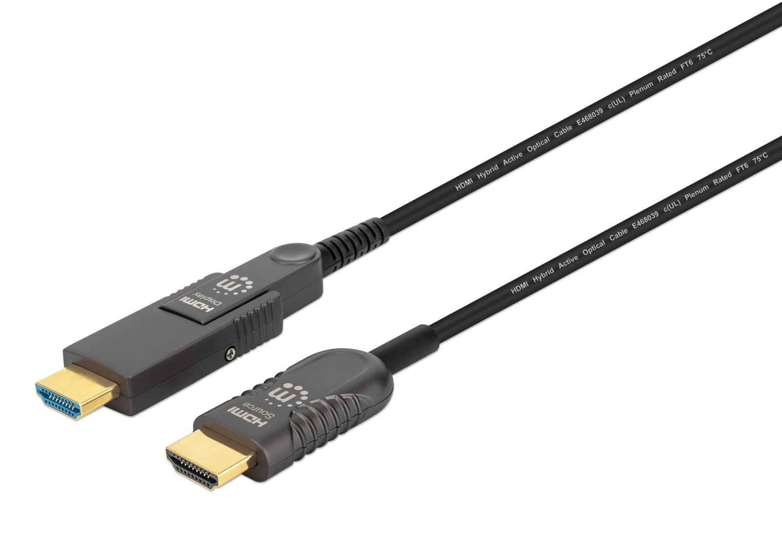 Cable Hdmi Manhattan 353243 Óptico Activo Macho Micro De Alta Velocidad Con Conector Desmontable 20 Mts