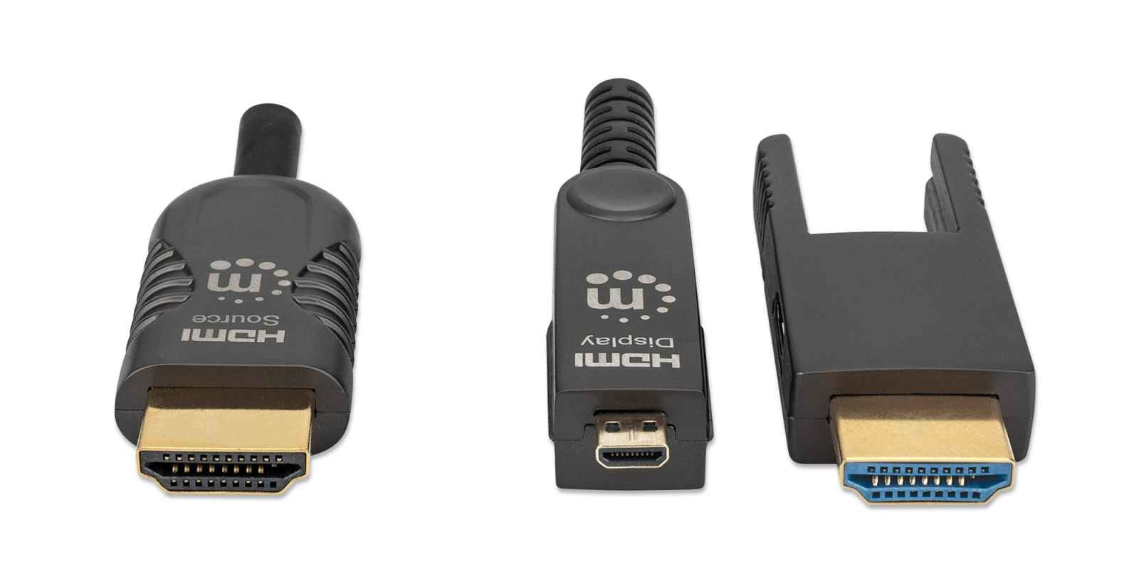 Cable Hdmi Manhattan 353243 Óptico Activo Macho Micro De Alta Velocidad Con Conector Desmontable 20 Mts