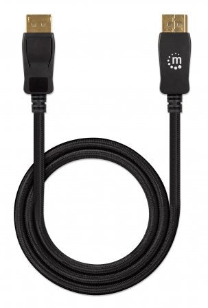 Cable Displayport Manhattan 353618 8K Macho A Contactos Chapados En Oro Diseño Anti-Enredos Longitud 2M Color Negro.