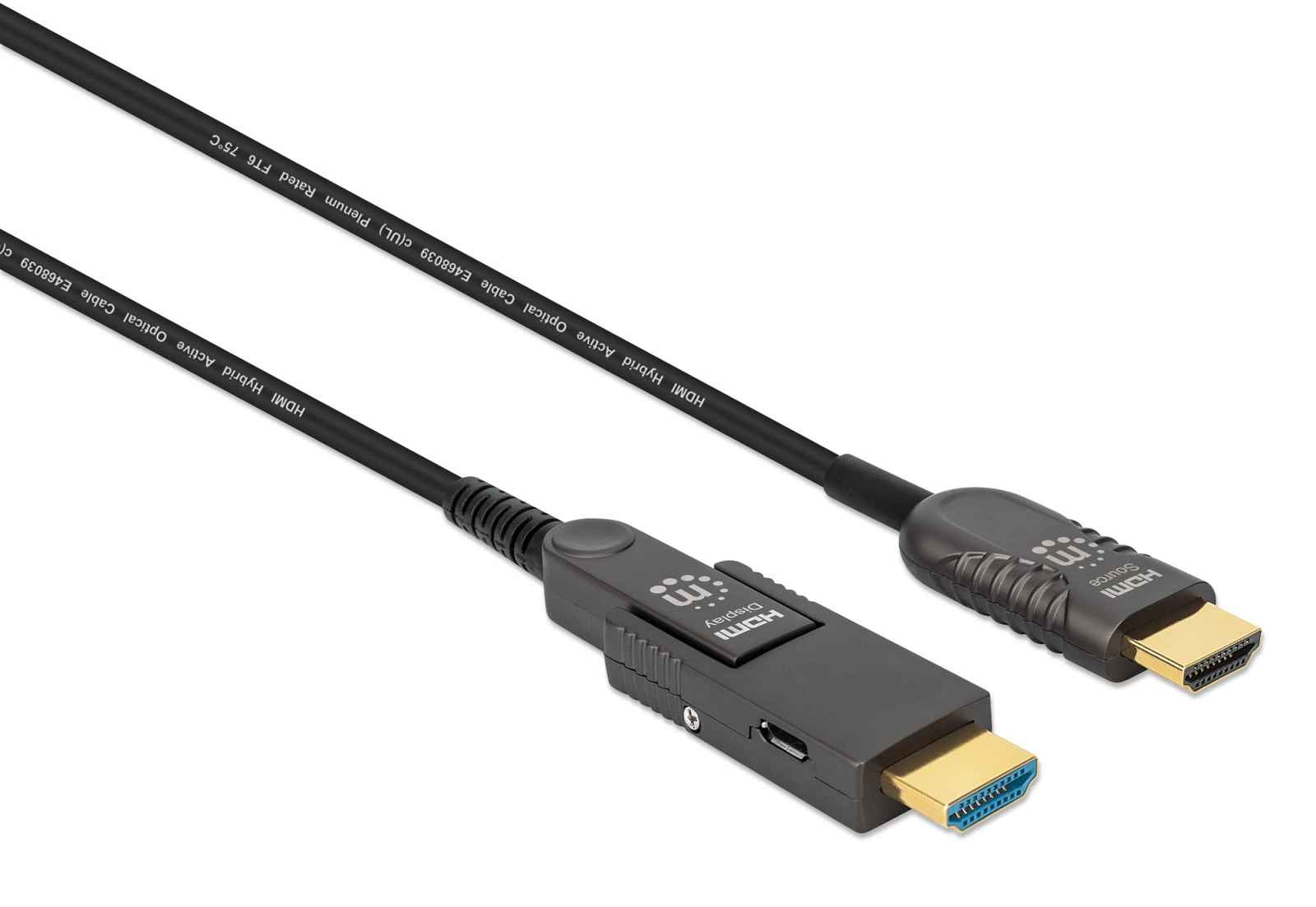 Cable Hdmi Manhattan 355193 Óptico Activo De Alta Velocidad Con Conector Desmontable 30M.