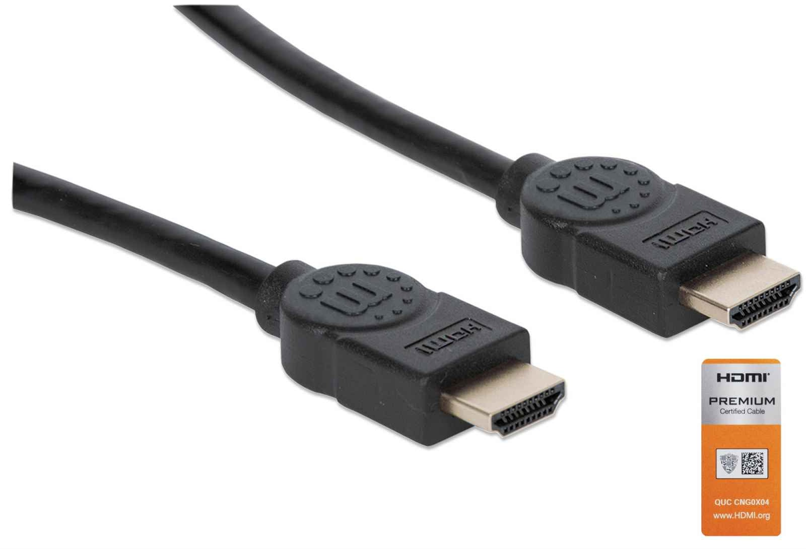 Cable Hdmi Manhattan 355353 2.0 Alta Velocidad Con Canal Ethernet Premium 4K@60Hz Macho Negro