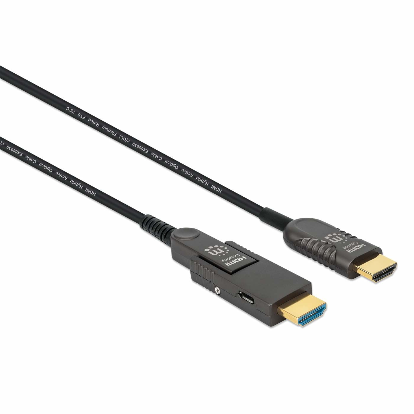 Cable Hdmi Manhattan 355698 Fibra Optica 50.0M Con Conector Desmontable