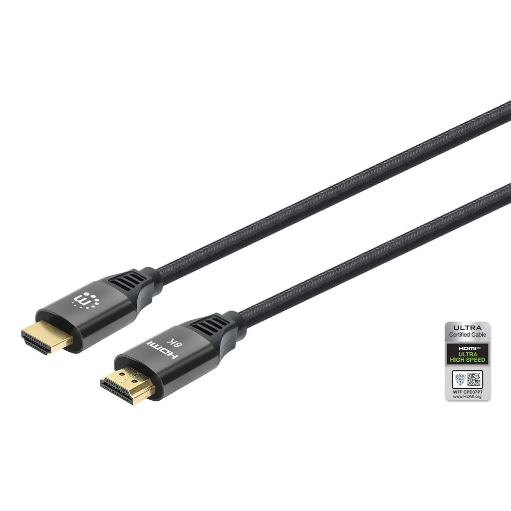 Cable Hdmi 8K Manhattan 355933 Certificado De Ultra Alta Velocidad 60 Hz O 4K 120 Con Ethernet 1M Contactos Chapa Oro.